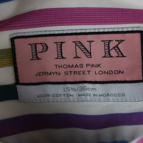 Thomas Pink Dress Shirt 15.5 Colorful French Cuffs - Picture 3 of 7